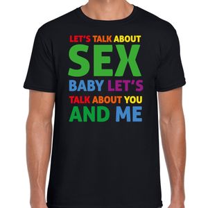 Gay Pride t-shirt met tekst - heren - zwart - Talk about sex - LHBTI