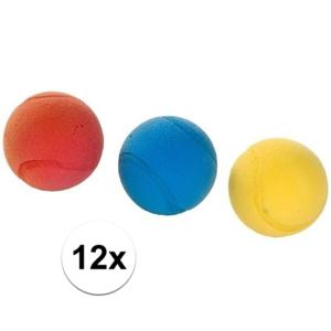 Foam/soft ballen - 12x stuks - gekleurd - Dia 7 cm - tennis - ballen gooien - speelgoed