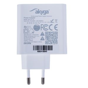 Akyga AK-CH-15 oplader voor mobiele apparatuur GPS, Hoofdtelefoons, Toetsenbord, MP3, MP4, Mobiele computer, Laptop, Smartphone, Tablet, Telefoon, Universeel Wit AC Snel opladen Auto