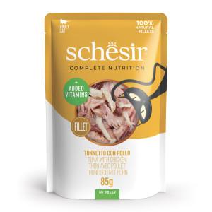 Schesir tonijn met kip (jelly) natvoer kat (zakjes) 4 dozen (48 x 85 g)