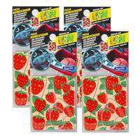 Auto parfum/luchtverfrisser - 4x - Aardbei geur - in handig zakje - 7 x 16