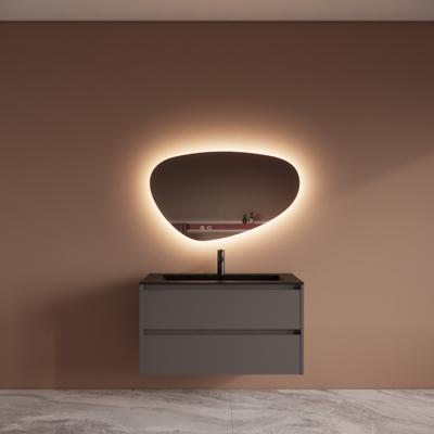 Badmeubelset BWS Riga Met Asia Wastafel Mat Zwart 100 cm Leigrijs Boss & Wessing