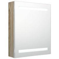 vidaXL Badkamerkast met spiegel en LED 50x14x60 cm wit eikenkleurig - thumbnail