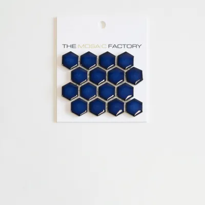 The Mosaic Factory Barcelona Mozaiek Tegel Hexagon - Kobalt blauw met rand Porselein Geglazuurd 260x300 mm
