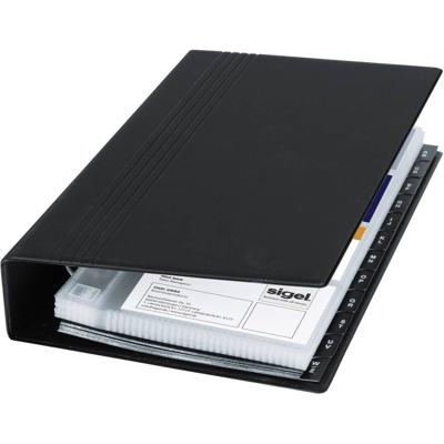Sigel VZ300 Visitekaart ringboek 200 kaarten (b x h x d) 147 x 265 x 44 mm Zwart (mat) Kunststof