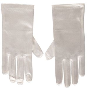 Witte gala handschoenen kort van satijn 20 cm