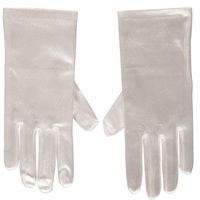 Witte gala handschoenen kort van satijn 20 cm   - - thumbnail