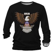 Amerikaanse Amerikaanse vlag Adelaar Ontwerper Retro vintage Voor heren 3D-afdrukken T-shirt Henley-shirt Straat Casual Dagelijks T-shirt Zwart Lange mouw Strakke ronde hals Overhemd Zomer Lente Lightinthebox - thumbnail