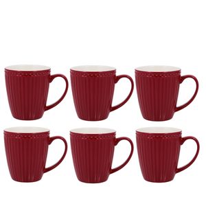 GreenGate Koffiemok Alice claret red 350 ml - Set van 6 Stuks