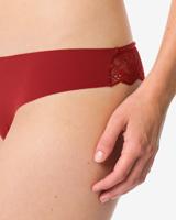 HEMA Damesstring micro lasercut met kant donkerrood (donkerrood)