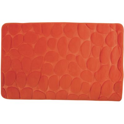 Badkamerkleedje/badmat tapijt - kiezel motief - vloermat - oranje - 50 x 80 cm - laagpolig