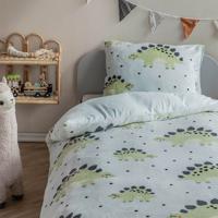 Dekbedovertrek Fleece Dino Dieren 140x200 Cm Verwarmend Fresh And Co Kids - Dekbed-Discounter.nl