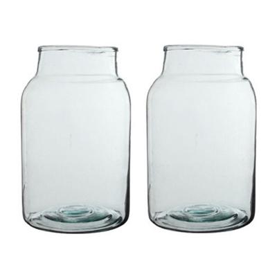 Vaas - 2x - cilinder - glas - 12 l - 21 x 35 cm - bloemenvazen - woondecoratie