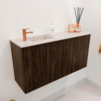 Toiletmeubel Mondiaz Joya Dlux | 80 cm | Meubelkleur Walnut | Faye wastafel Meli Wasbak Links | 1 kraangat