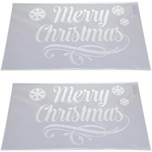 Kerst raamsjabloon - 2x - Merry Christmas plaatjes - 54 cm - raamdecoratie - raamversiering