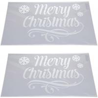 Kerst raamsjabloon - 2x - Merry Christmas plaatjes - 54 cm - raamdecoratie - raamversiering