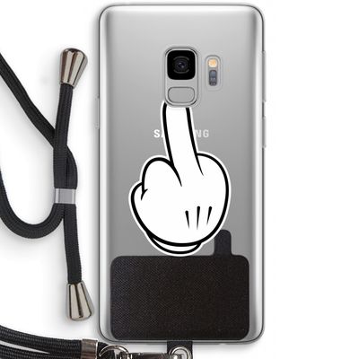 Middle finger black: Samsung Galaxy S9 Transparant Hoesje met koord