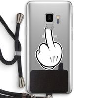 Middle finger black: Samsung Galaxy S9 Transparant Hoesje met koord