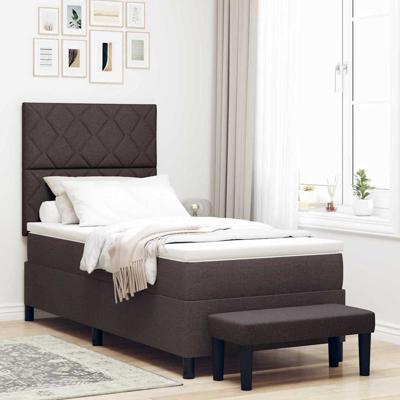 Boxspring bed met matras Donkerbruin 90 x 190 cm Stof