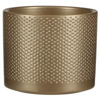 Mica Decorations Bloempot - goud - relief - keramiek - D15 x H13 cm - plantenpotten binnen