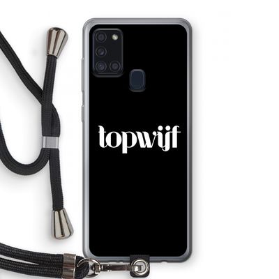 Topwijf Zwart: Samsung Galaxy A21s Transparant Hoesje met koord