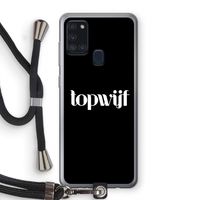 Topwijf Zwart: Samsung Galaxy A21s Transparant Hoesje met koord