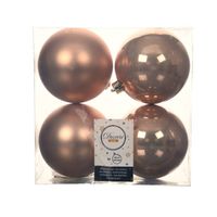 4x stuks kunststof kerstballen toffee bruin 10 cm glans/mat - Kerstbal