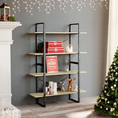 Boekenkast 4 schappen 100x30x140 cm bewerkt hout sonoma eiken