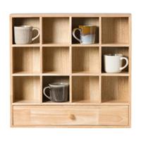 Wandkastje voor mokken met lade - bruin - 53x50x10 cm