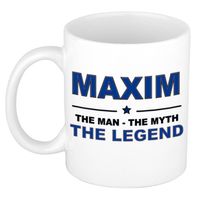 Naam cadeau mok/ beker Maxim The man, The myth the legend 300 ml - Naam mokken