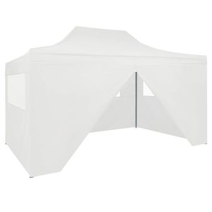 VidaXL Partytent met 4 zijwanden inklapbaar 3x4 m staal wit