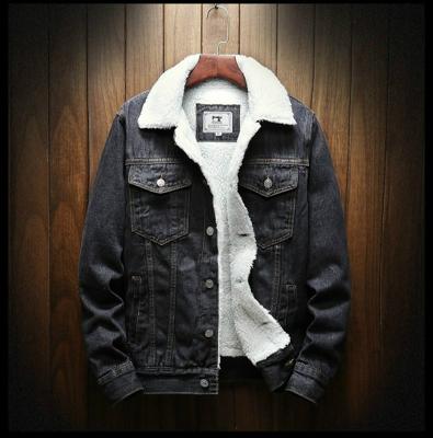 Mannen winter wol liner Jean jassen bovenkleding warme denim jassen grootte: 3XL (zwart)