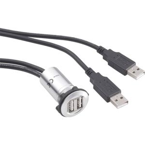 TRU COMPONENTS USB-06 Dubbele USB-inbouwbus 2.0 2x USB-bus type A naar 2x USB-stekker type A met 60 cm kabel Inhoud: 1 stuk(s)