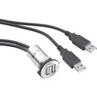 TRU COMPONENTS USB-06 Dubbele USB-inbouwbus 2.0 2x USB-bus type A naar 2x USB-stekker type A met 60 cm kabel Inhoud: 1 stuk(s) - thumbnail