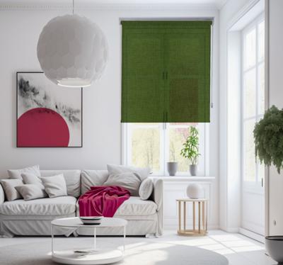Groene stoffen patroon Raambekleding woonkamer