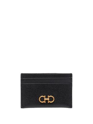 Ferragamo porte-cartes en cuir à motif Gancini - Noir