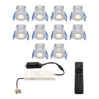 Set van 10 Milano LED Mini Inbouwspots met trafo - 12 Volt 3 Watt 200 lumen - Dimbaar - Plat 34mm - 2700K - IP65 waterdicht - Grijs - Veranda Spotjes - Overkapping Spotjes