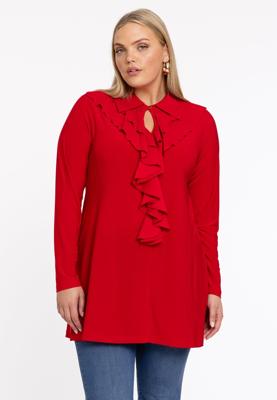 Yoek Tuniek met ruches | Rood | Maat 54/56