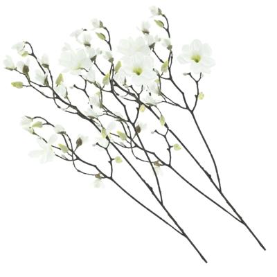 Kunstbloem Magnolia tak Osaka - 2x - 123 cm - wit - Kunst zijdebloemen