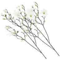 Kunstbloem Magnolia tak Osaka - 2x - 123 cm - wit - Kunst zijdebloemen