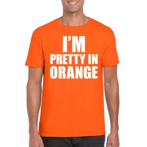 I am pretty in orange tekst t-shirt oranje heren