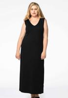 Yoek Maxi jurk v-hals | Zwart | Maat 58/60