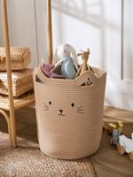 Katoentouw opbergmand Kat beige