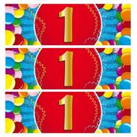 1 jaar leeftijd sticker - 5x - 19 x 6 cm - verjaardag - jubileum - versiering