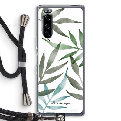 Tropical watercolor leaves: Sony Xperia 5 Transparant Hoesje met koord