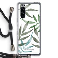 Tropical watercolor leaves: Sony Xperia 5 Transparant Hoesje met koord