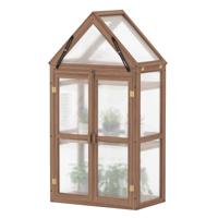 Kweekhuis Portable 3 Tier Mini Houten Serre met Verwijderbare Planken Transparant Broeikas Kweekkast voor Balkon Tuin Bruin
