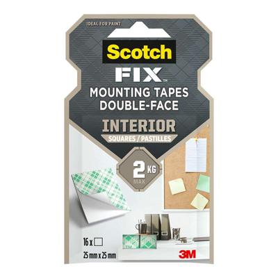Dubbelzijdig plakband Scotch 2 Kg 2,5 x 2,5 cm Wit (16 Stuks)