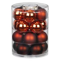 Kerstballen - 20x st - kastanje bruin - 6 cm - glas - mat/glans - thumbnail