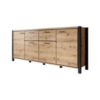 Meubella Dressoir Acapulco - Eiken - Zwart - 213 cm - thumbnail